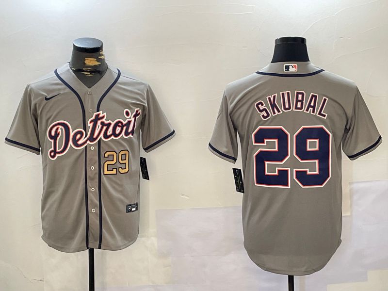 Men Detroit Tigers #29 Skubal Grey Game 2024 Nike MLB Jersey style 2